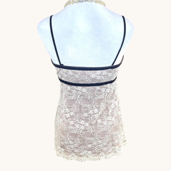 Robert Rodriguez Lingerie Top Chemise Pink Lace Brown Velvet Ribbon (8) - Picture 3 of 7